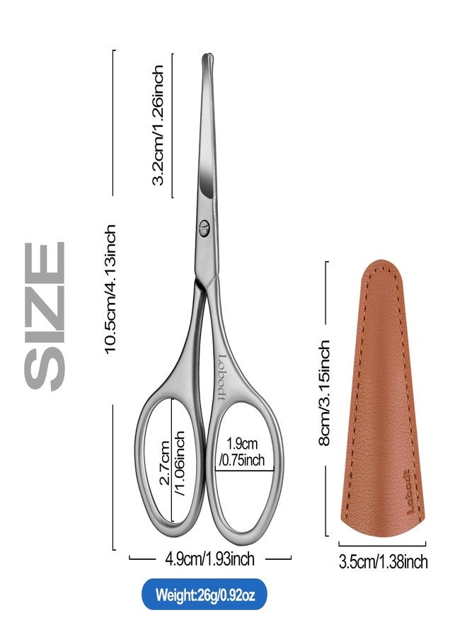 Lobodt 4.1inch round-headed stainless steel small scissors, suitable for trimming facial hair, nose hair, eyebrows, eyelashes, beards, personal care and salon beauty salons (matte silver) - Image 2